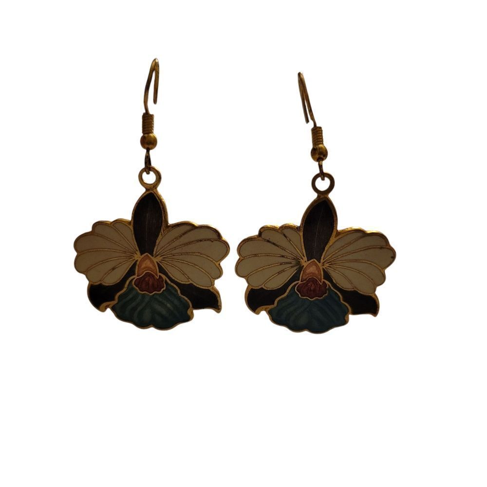 Elegant Floral Gold and Green Earrings
